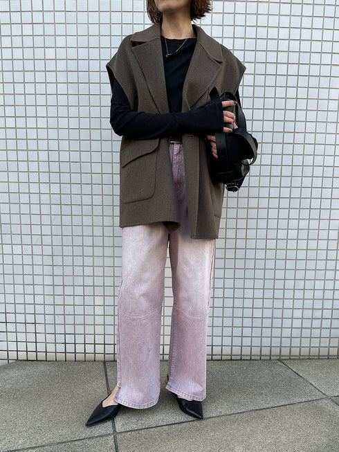 【 予約:4月上旬】HIGH RISE TUCK WIDE PANTS / PINK /Y252-31064-4