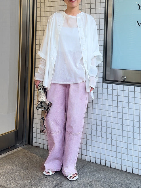 HIGH RISE TUCK WIDE PANTS / PINK /Y252-31064-4