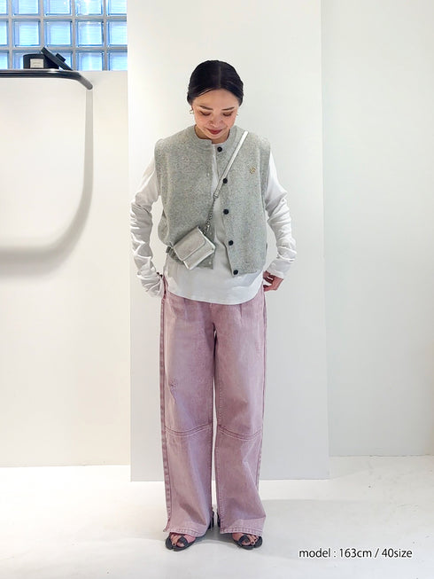 HIGH RISE TUCK WIDE PANTS / PINK /Y252-31064-4
