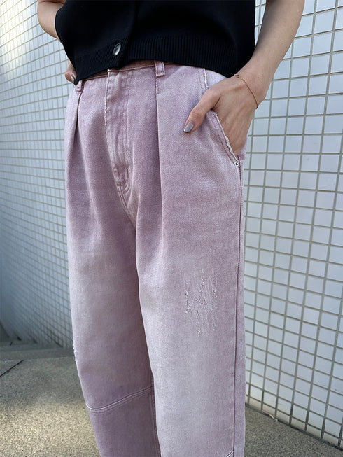 HIGH RISE TUCK WIDE PANTS / PINK /Y252-31064-4