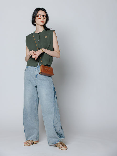 SIDE PLEATED DENIM PANTS / Y243-31045