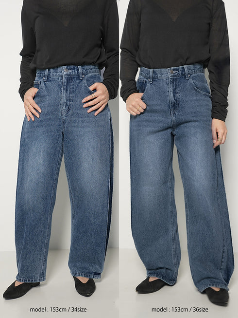SIDE PLEATED DENIM PANTS / Y243-31045