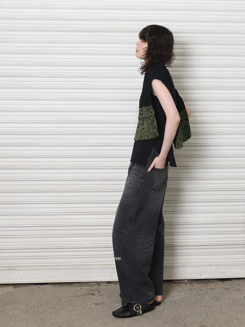 CURVED SEAM DENIM PT / GRAY / Y243-31082