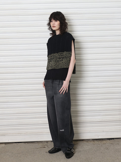 CURVED SEAM DENIM PT / GRAY / Y243-31082