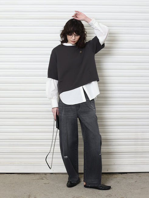 CURVED SEAM DENIM PT / GRAY / Y243-31082