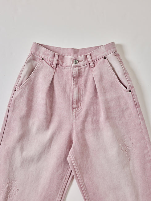 【 予約:4月上旬】HIGH RISE TUCK WIDE PANTS / PINK /Y252-31064-4