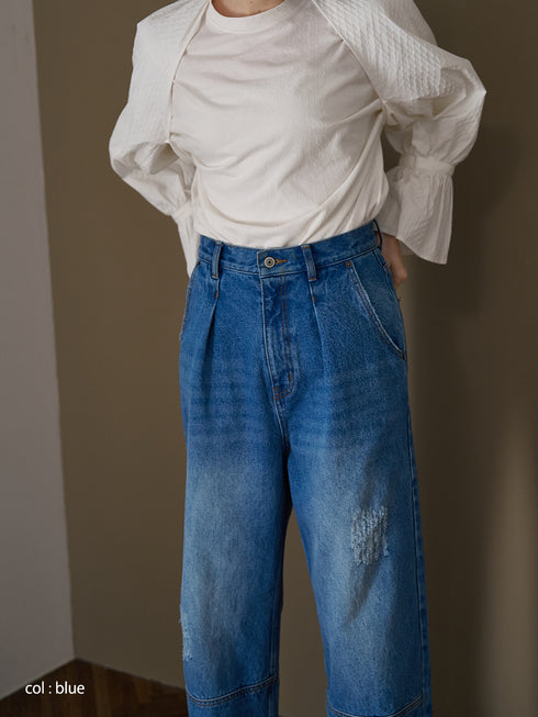 HIGH RISE TUCK WIDE PANTS /Y253-31101