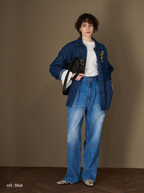 HIGH RISE TUCK WIDE PANTS /Y253-31101