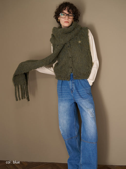 HIGH RISE TUCK WIDE PANTS /Y253-31101