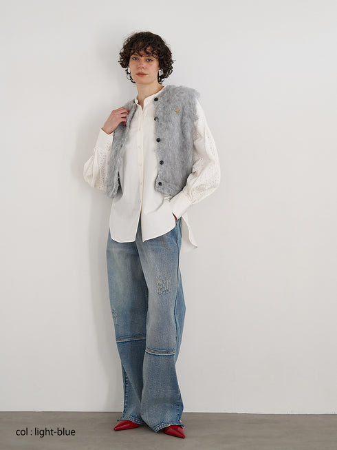 HIGH RISE TUCK WIDE PANTS /Y253-31101