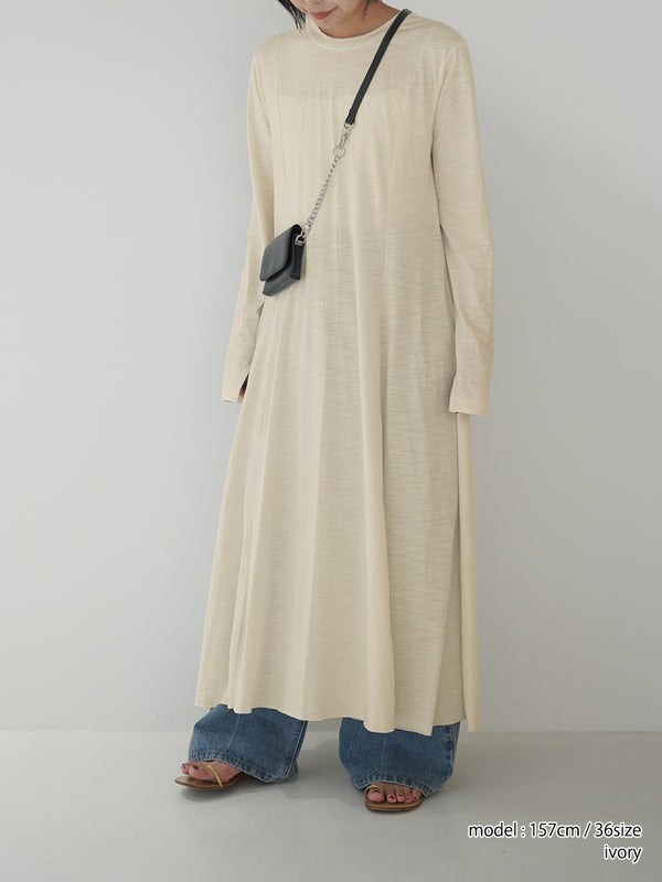 SLUB FLARE DRESS/Y254-51135