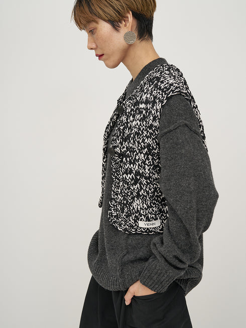 【 予約:11月下~12/上旬 】MIX HAND KNIT VEST /Y254-91117-2