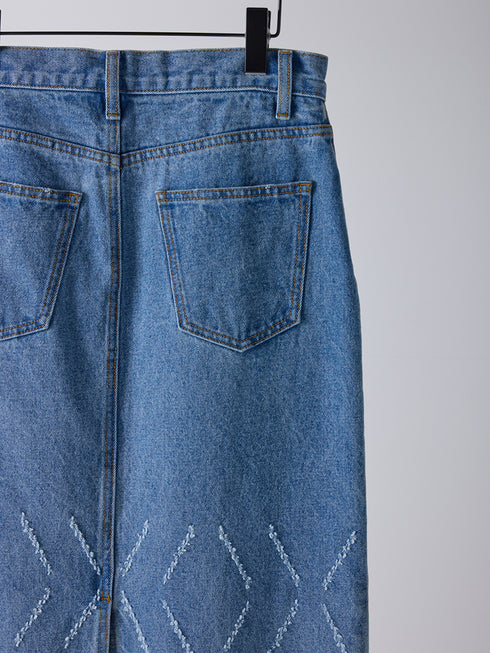 【 予約:2月上旬 】LASER CUT DENIM SK /Y261-22002