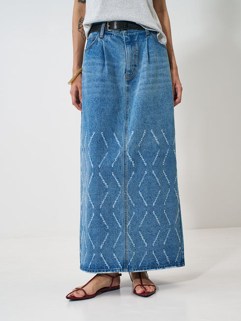 【 予約:2月上旬 】LASER CUT DENIM SK /Y261-22002