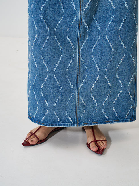 【 予約:2月上旬 】LASER CUT DENIM SK /Y261-22002