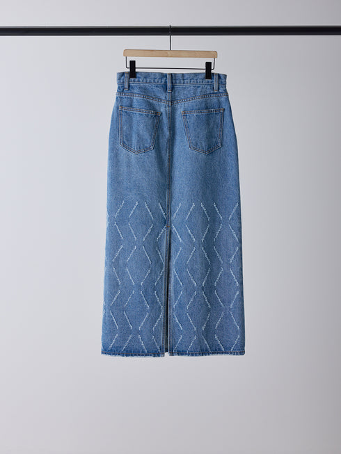 【 予約:2月上旬 】LASER CUT DENIM SK /Y261-22002