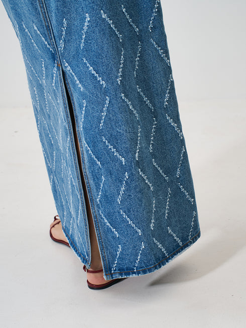 【 予約:2月上旬 】LASER CUT DENIM SK /Y261-22002