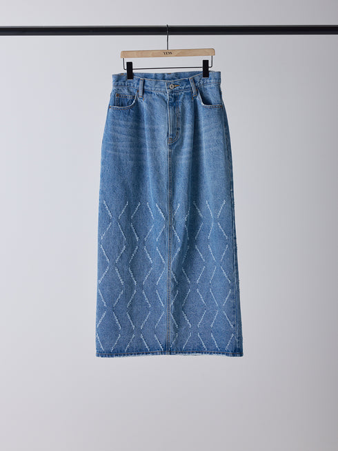 【 予約:2月上旬 】LASER CUT DENIM SK /Y261-22002