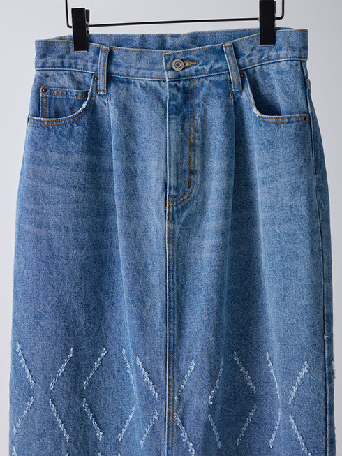 【 予約:2月上旬 】LASER CUT DENIM SK /Y261-22002