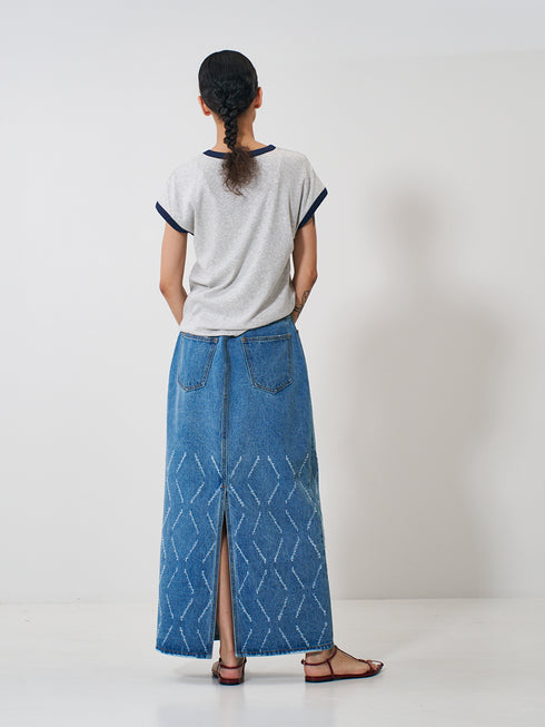 【 予約:2月上旬 】LASER CUT DENIM SK /Y261-22002