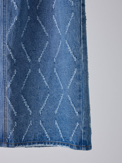 【 予約:2月上旬 】LASER CUT DENIM SK /Y261-22002