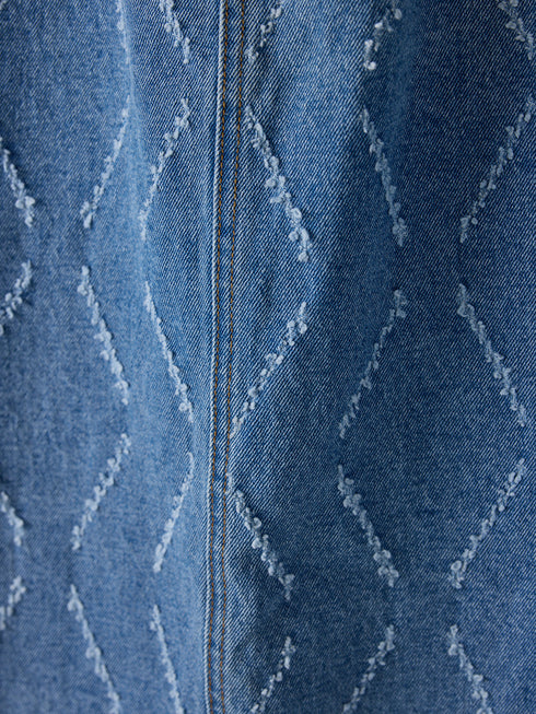 【 予約:2月上旬 】LASER CUT DENIM SK /Y261-22002