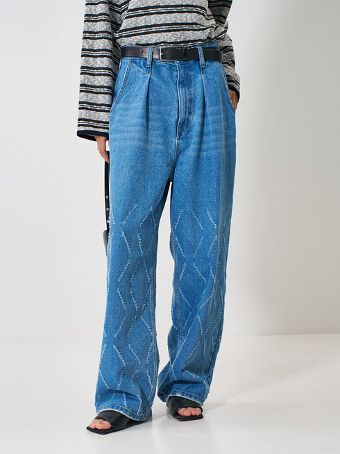 【 予約:2月上旬 】LASER CUT WIDE DENIM /Y261-31001