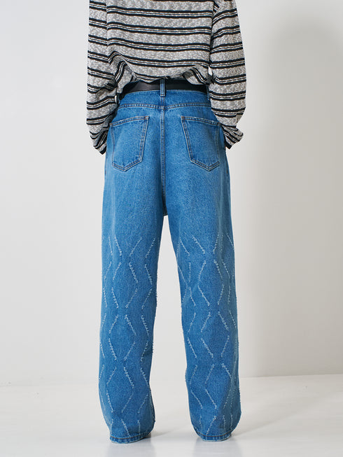 【 予約:2月上旬 】LASER CUT WIDE DENIM /Y261-31001