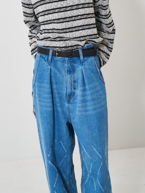 【 予約:2月上旬 】LASER CUT WIDE DENIM /Y261-31001