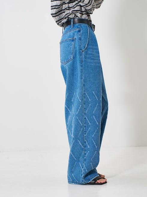 【 予約:2月上旬 】LASER CUT WIDE DENIM /Y261-31001