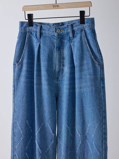 【 予約:2月上旬 】LASER CUT WIDE DENIM /Y261-31001