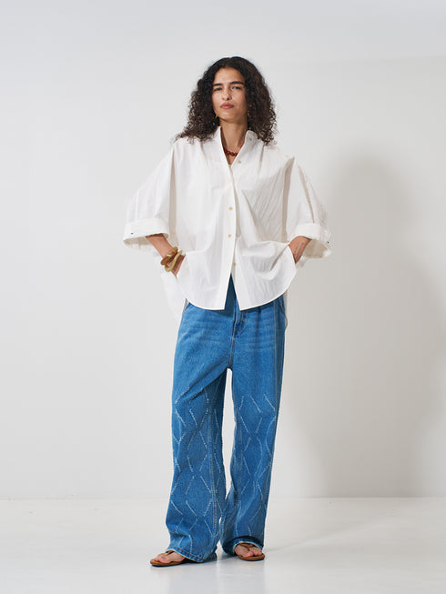 【 予約:2月上旬 】LASER CUT WIDE DENIM /Y261-31001