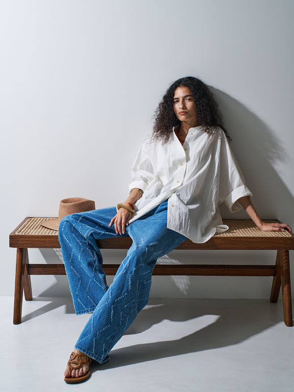 【 予約:2月上旬 】LASER CUT WIDE DENIM /Y261-31001