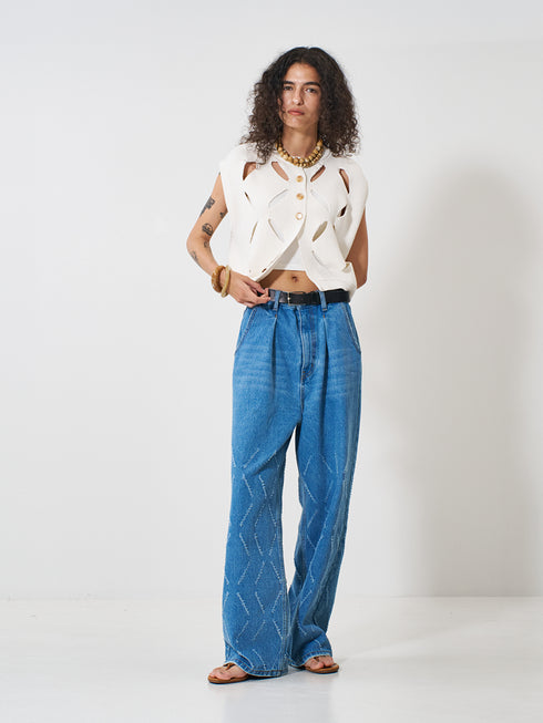 【 予約:2月上旬 】LASER CUT WIDE DENIM /Y261-31001