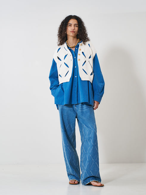 【 予約:2月上旬 】LASER CUT WIDE DENIM /Y261-31001