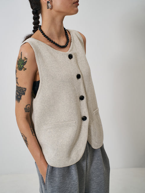 【 予約:2月上旬 】BOAT NECK KNIT VEST /Y261-91017