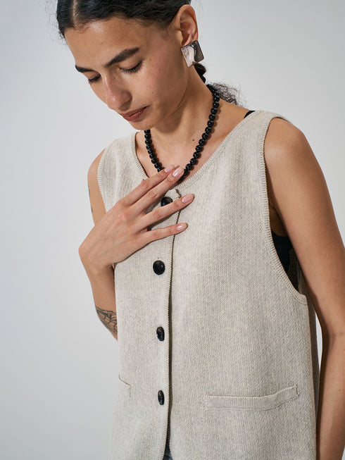 【 予約:2月上旬 】BOAT NECK KNIT VEST /Y261-91017