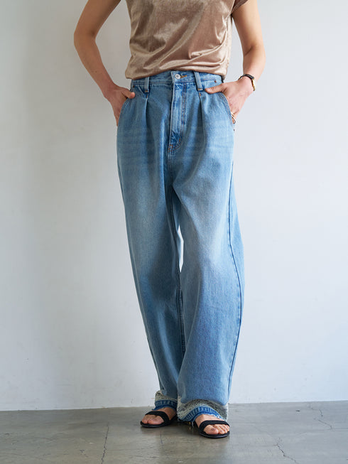【 予約:8月中旬 】LACE HEM TUCK DENIM /Y263-31097