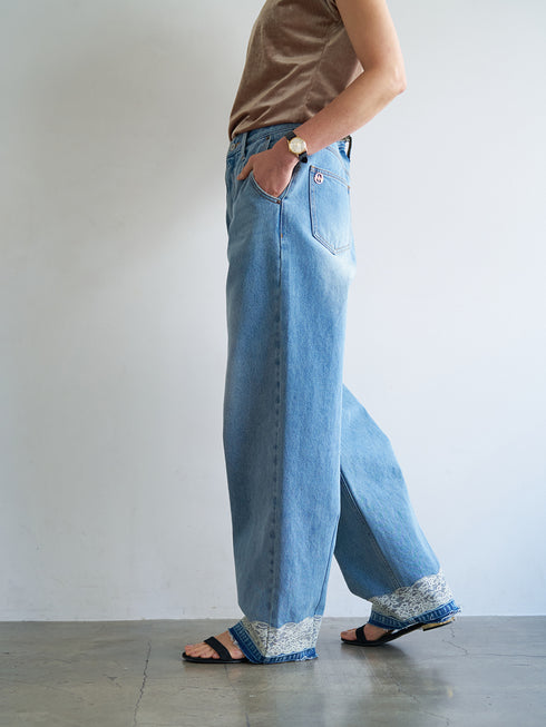 【 予約:8月中旬 】LACE HEM TUCK DENIM /Y263-31097