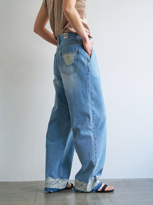 【 予約:8月中旬 】LACE HEM TUCK DENIM /Y263-31097