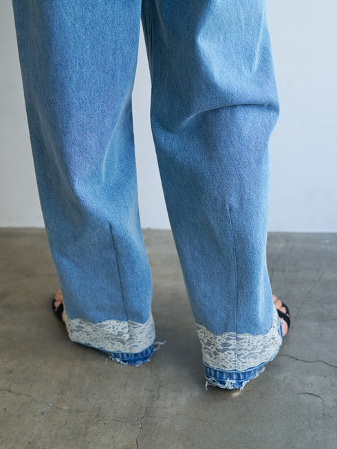 【 予約:8月中旬 】LACE HEM TUCK DENIM /Y263-31097