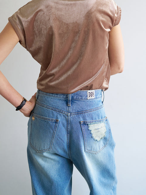 【 予約:8月中旬 】LACE HEM TUCK DENIM /Y263-31097