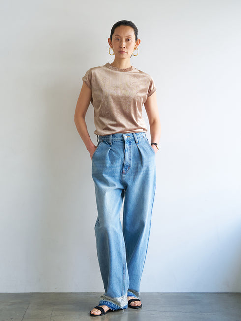 【 予約:8月中旬 】LACE HEM TUCK DENIM /Y263-31097