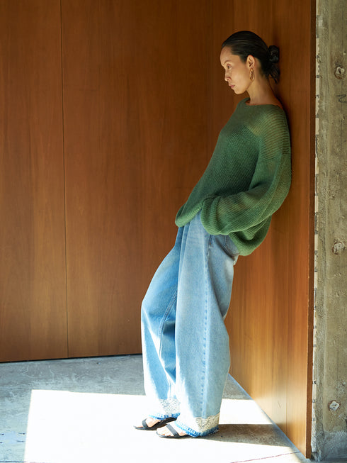 【 予約:8月中旬 】LACE HEM TUCK DENIM /Y263-31097