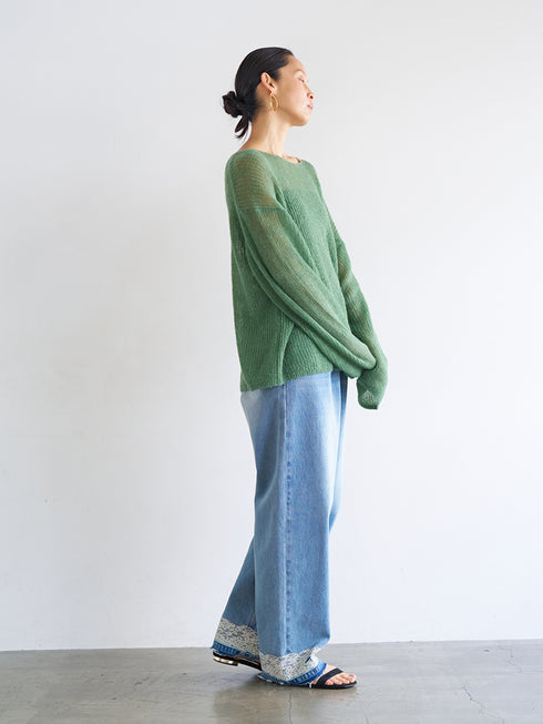 【 予約:8月中旬 】LACE HEM TUCK DENIM /Y263-31097