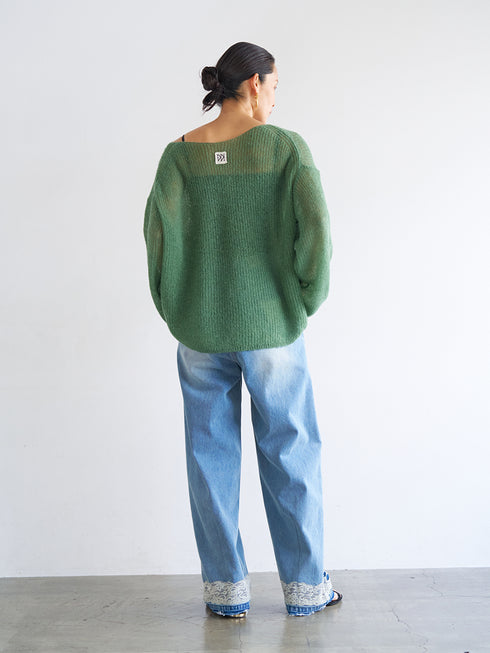 【 予約:8月中旬 】LACE HEM TUCK DENIM /Y263-31097