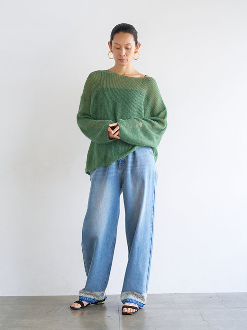 【 予約:8月中旬 】LACE HEM TUCK DENIM /Y263-31097