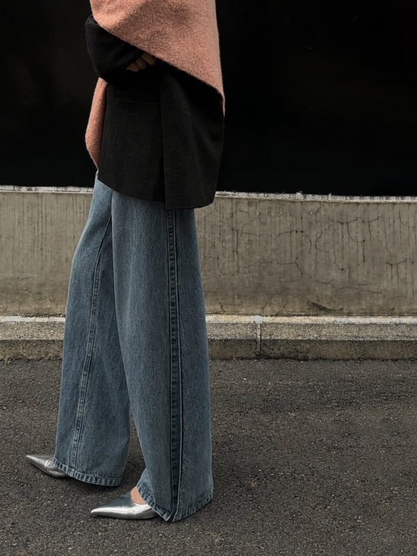 SIDE PLEATED DENIM PANTS / Y243-31045