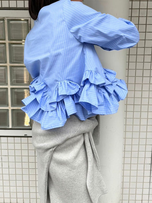 【 予約:2月中旬 】ペプラムフリル2WAYブラウス /M261-13005