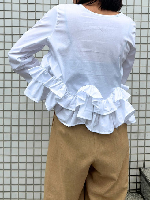 【 予約:2月中旬 】ペプラムフリル2WAYブラウス /M261-13005